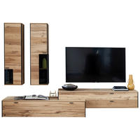 WOHNWAND  in Anthrazit, Eichefarben 303/207/53 cm  - Eichefarben/Anthrazit, Design, Glas/Holz (303/207/53cm) - Schöner Wohnen