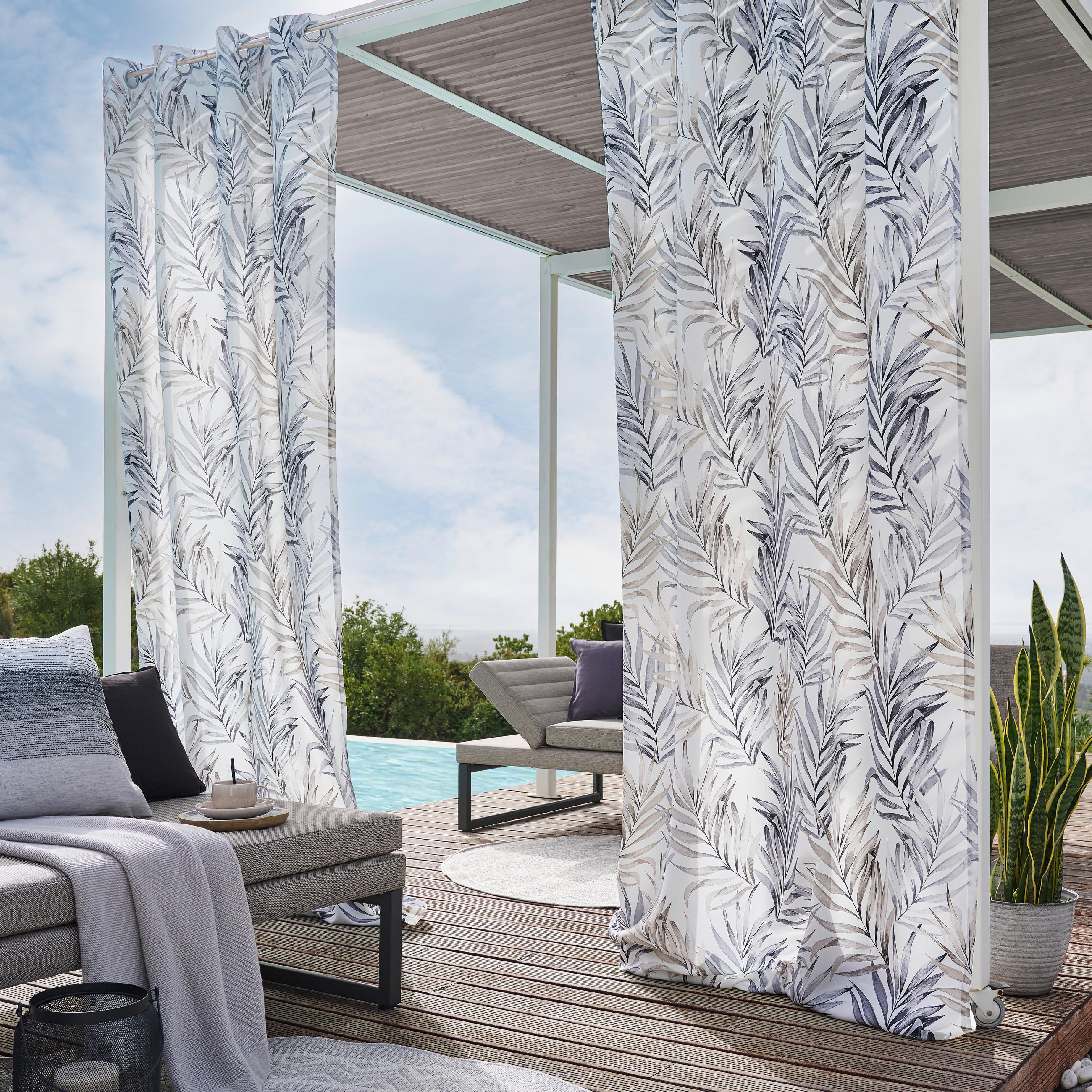 VONKAJŠÍ ZÁVES, nepriehľadné, 140/300 cm - biela/zelená, Trend, textil (140/300cm) - Esposa