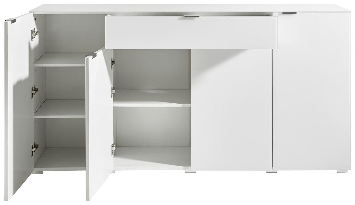 SIDEBOARD  in 180/92/42 cm  - Chromfarben/Weiß, Design, Glas/Holzwerkstoff (180/92/42cm) - Novel