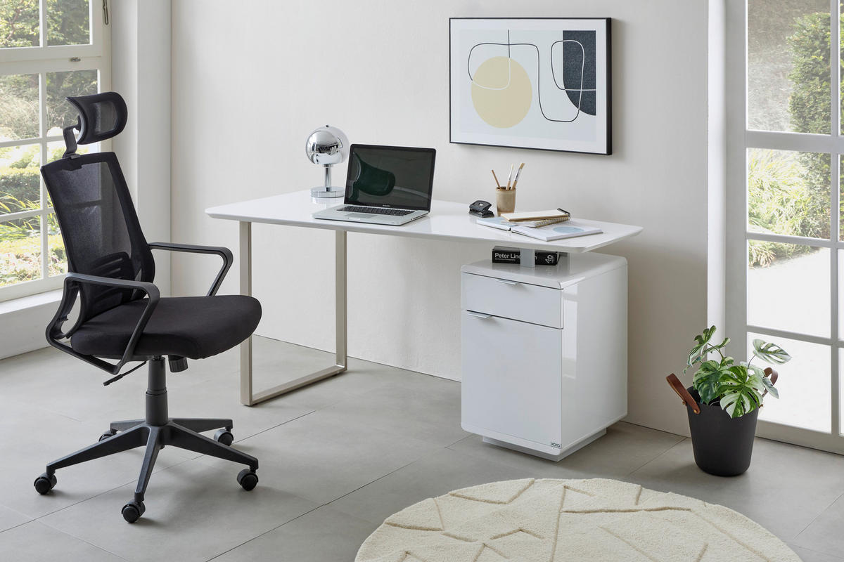 ÍRÓASZTAL  - ezüst/nikkel, Design, faalapú anyag/fém (150/76/74cm) - Xora