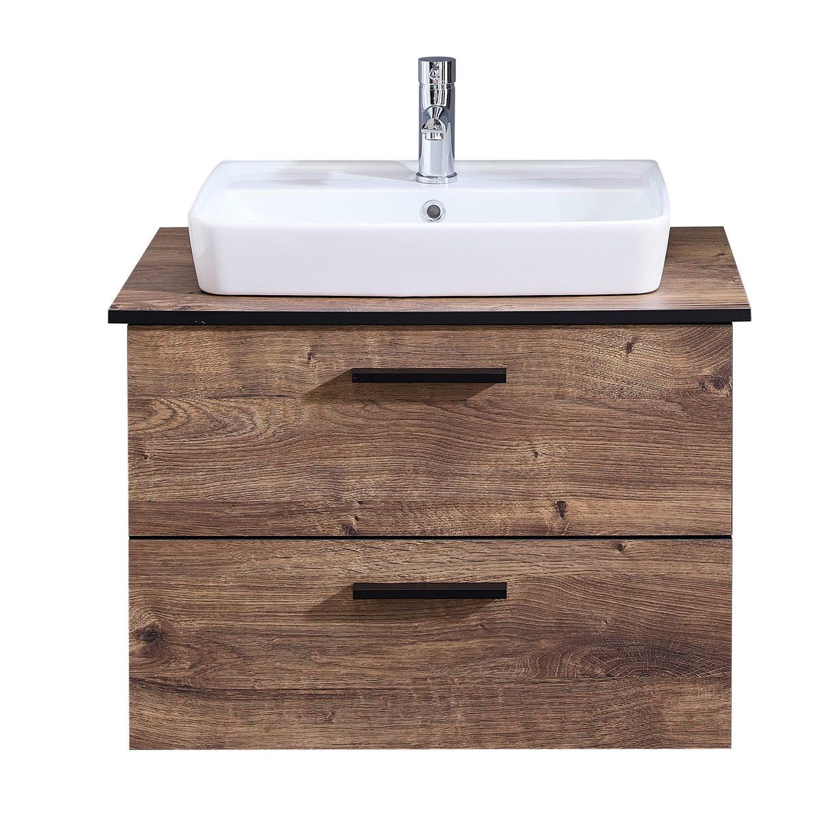 WASCHTISCHKOMBI 73 cm  - Eichefarben/Schwarz, Design, Keramik/Holzwerkstoff (73cm) - Xora