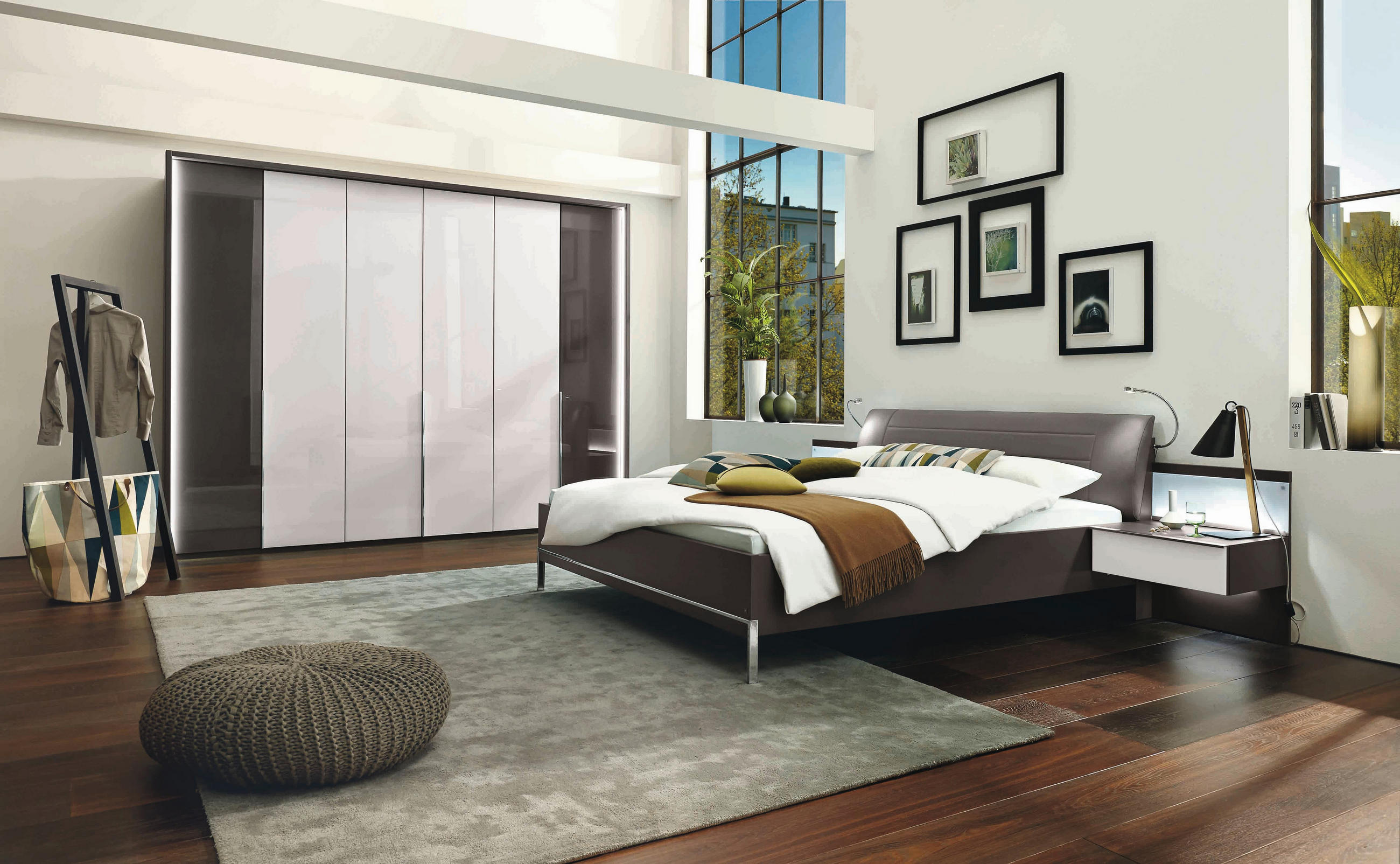 SCHLAFZIMMER Braun, Weiß  - Braun/Weiß, Design, Glas/Holzwerkstoff (180/200cm) - Musterring