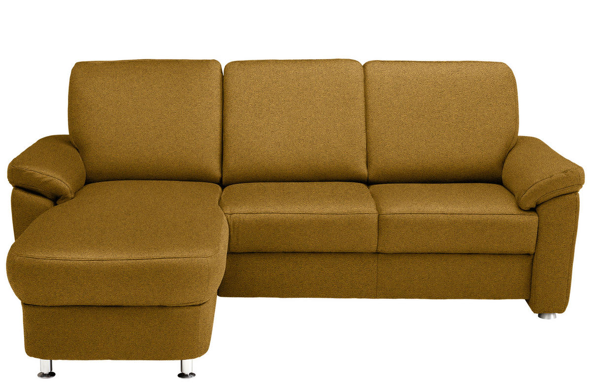 ECKSOFA in Flachgewebe Braun, Grün  163/220 cm  - Chromfarben/Braun, KONVENTIONELL, Textil/Metall (163/220cm) - Beldomo System