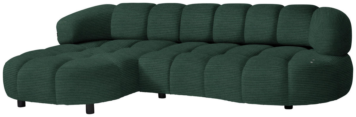 ECKSOFA in Cord, Velours Waldgrün  - Waldgrün/Schwarz, Design, Holz/Textil (183/284cm) - Welnova