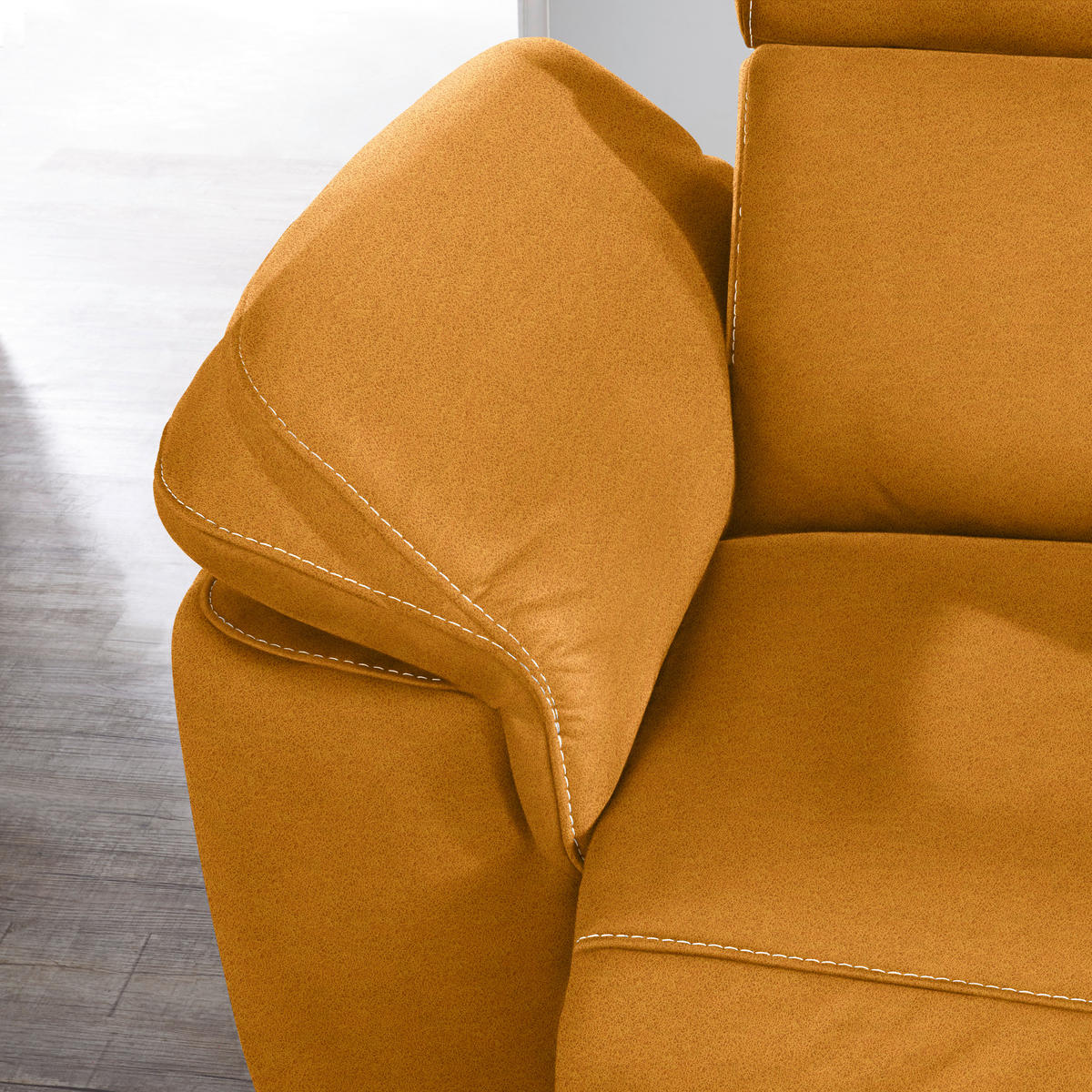 ECKSOFA in Flachgewebe, Mikrofaser Orange  271/242 cm  - Beige/Alufarben, Design, Textil/Metall (271/242cm) - Cantus