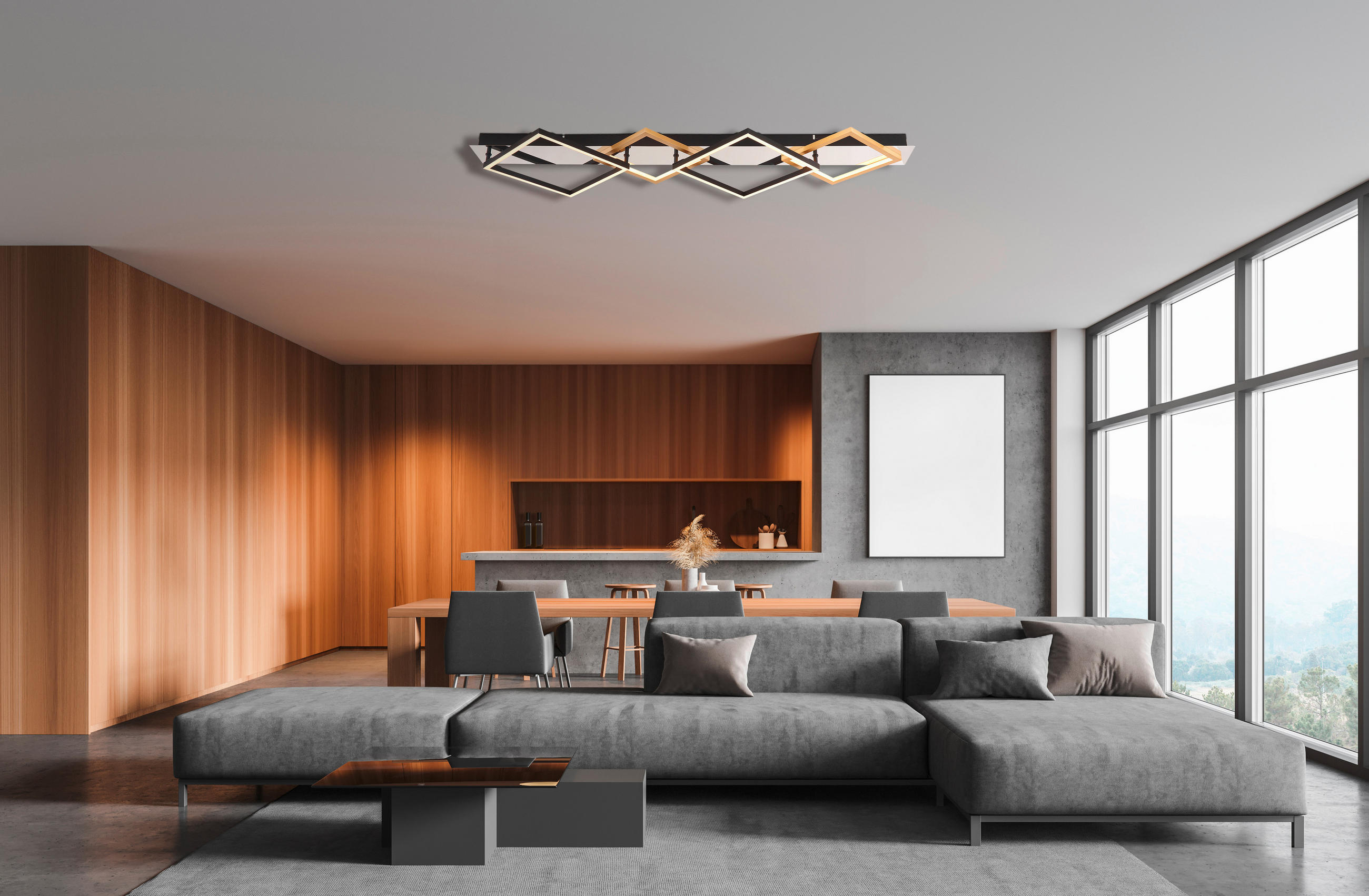 LED-DECKENLEUCHTE 40 W    104,5/35,5/7 cm  - Goldfarben/Opal, Design, Kunststoff/Metall (104,5/35,5/7cm) - Globo