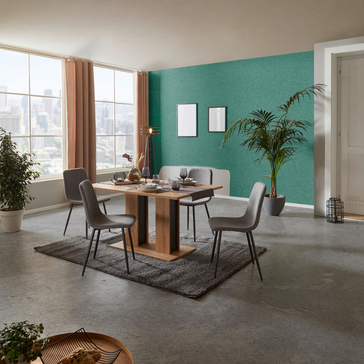 ESSTISCH rechteckig Eiche Artisan  - Schwarz/Eiche Artisan, KONVENTIONELL, Holzwerkstoff (138/74/90cm) - home24