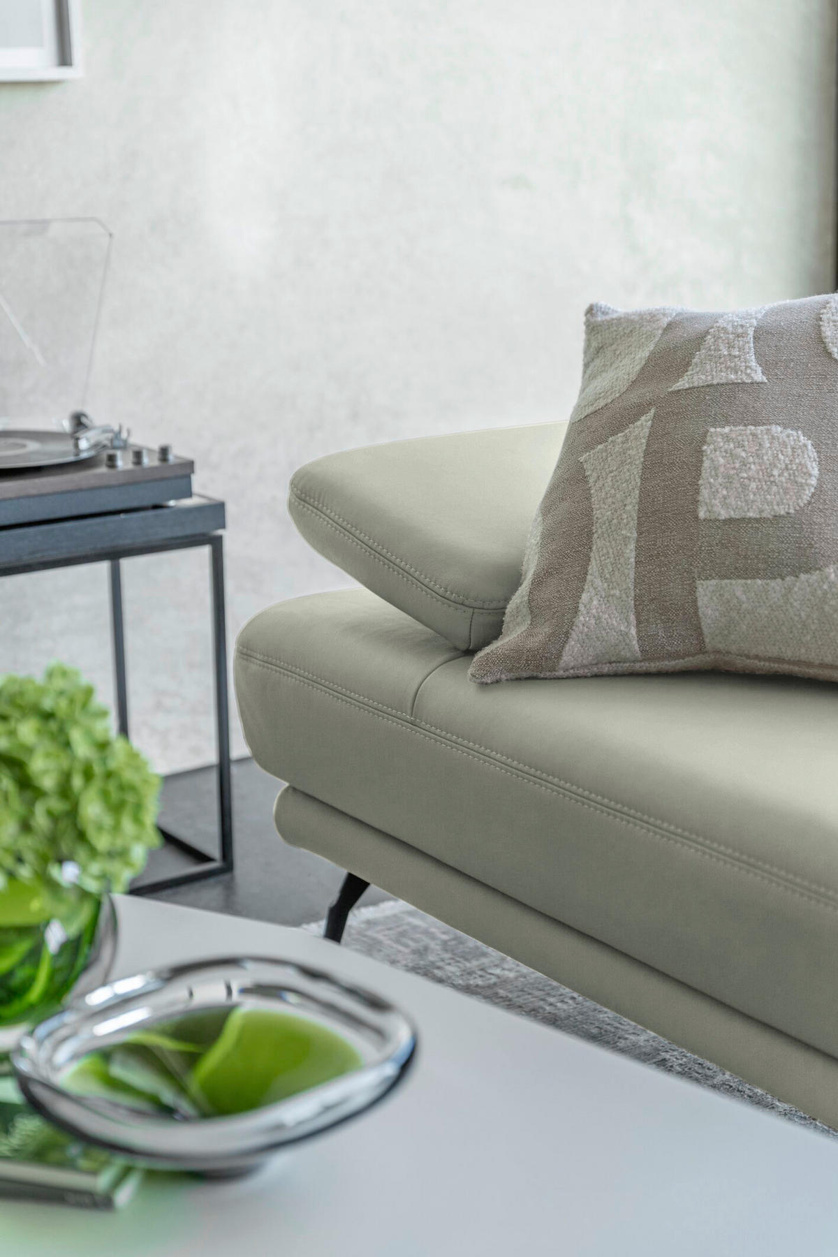 ECKSOFA Echtleder Silberfarben  - Silberfarben/Schwarz, Konventionell, Leder/Metall (180/301cm) - Joop!