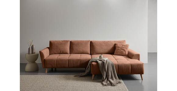 ECKSOFA in Webstoff Dunkelorange  - Buchefarben/Dunkelorange, KONVENTIONELL, Holz/Textil (294/169cm) - Carryhome