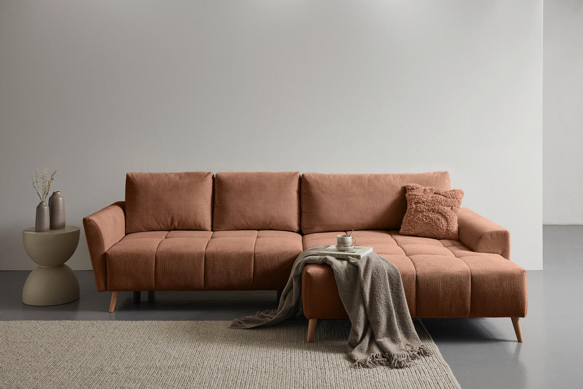ECKSOFA in Webstoff Dunkelorange  - Buchefarben/Dunkelorange, KONVENTIONELL, Holz/Textil (294/169cm) - Carryhome