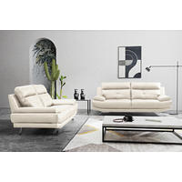 3-SITZER-SOFA Echtleder Weiß  - Chromfarben/Weiß, Design, Leder/Metall (225/92/99cm) - Livetastic