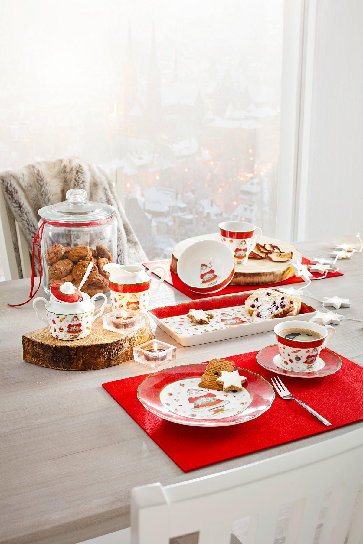 KAVNI SERVIS   18-delni      - večbarvno, Basics, keramika - X-Mas