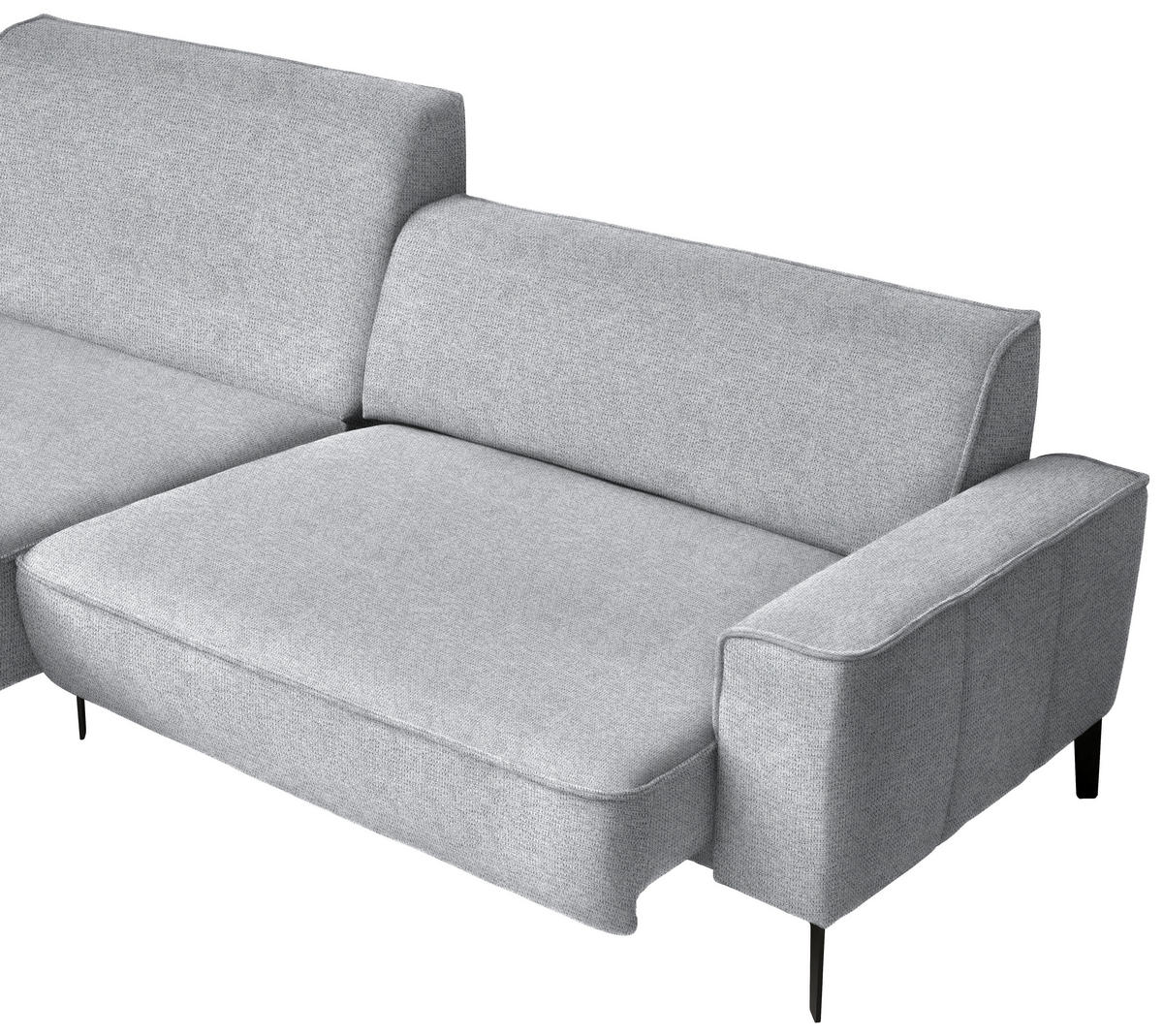 ECKSOFA in Flachgewebe Grau  - Schwarz/Grau, Design, Textil/Metall (190/285cm) - Johann Jakob