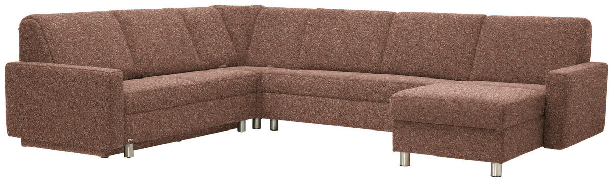 WOHNLANDSCHAFT  in Mikrovelours Terracotta  - Terracotta/Alufarben, KONVENTIONELL, Kunststoff/Textil (236/322/158cm) - Sedda