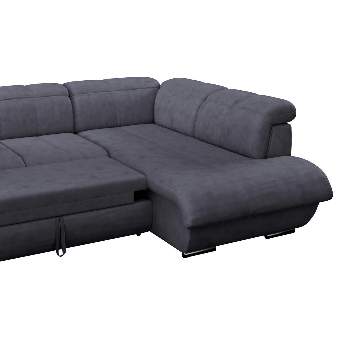 WOHNLANDSCHAFT in Mikrofaser Dunkelblau  - Chromfarben/Dunkelgrau, Modern, Textil/Metall (184/345/228cm) - MID.YOU