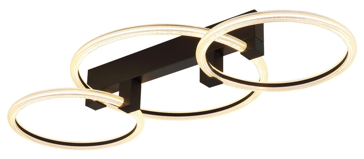 LED-DECKENLEUCHTE Fletcher 76,1/38/11,5 cm  - Transparent/Schwarz, Design, Kunststoff/Metall (76,1/38/11,5cm) - Globo