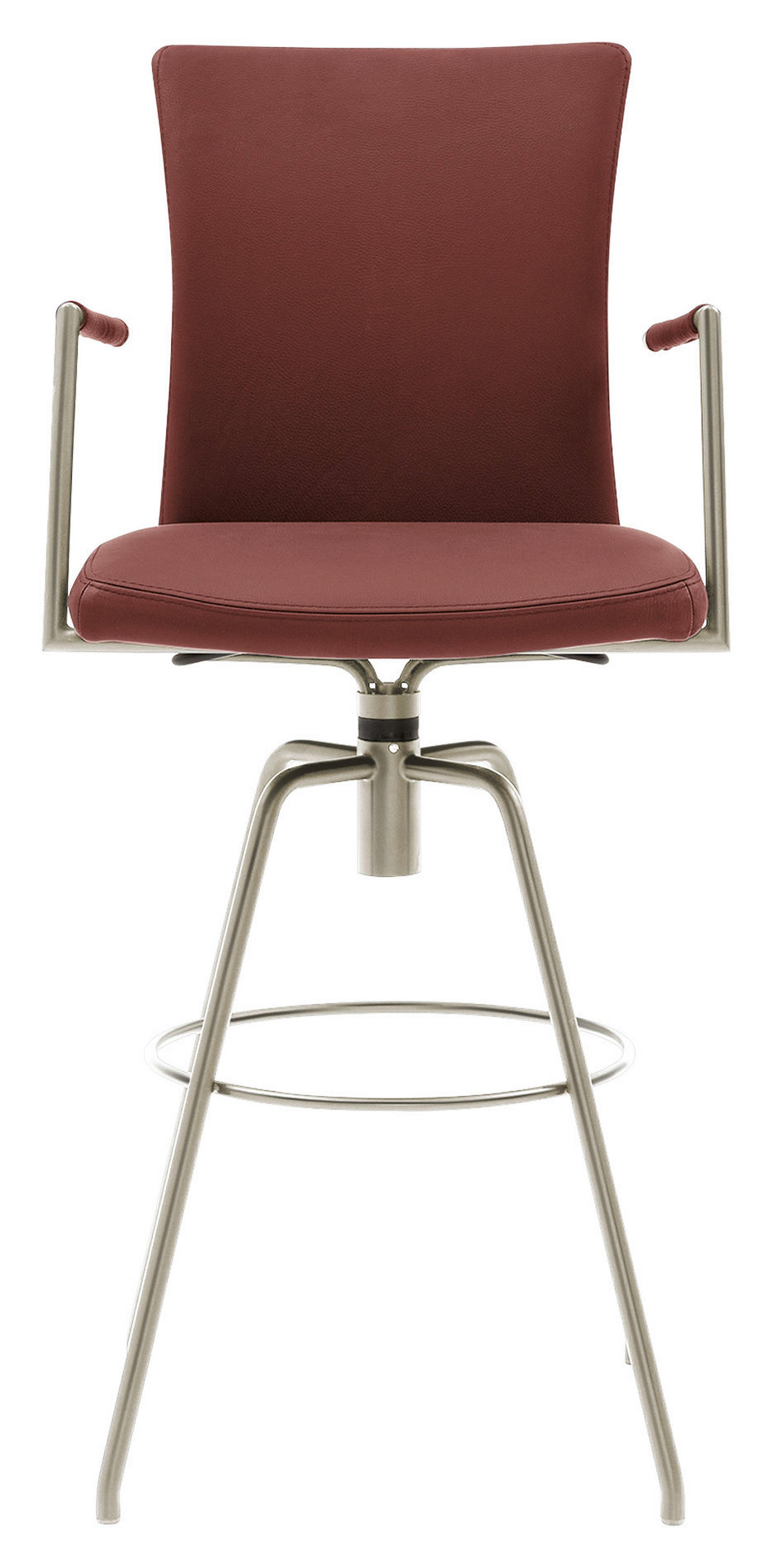 BARHOCKER Echtleder Rot Lederauswahl, Stoffauswahl, Typenauswahl, automatische Rückholfunktion  - Rot, Design, Leder/Metall (55/114/58cm) - Musterring
