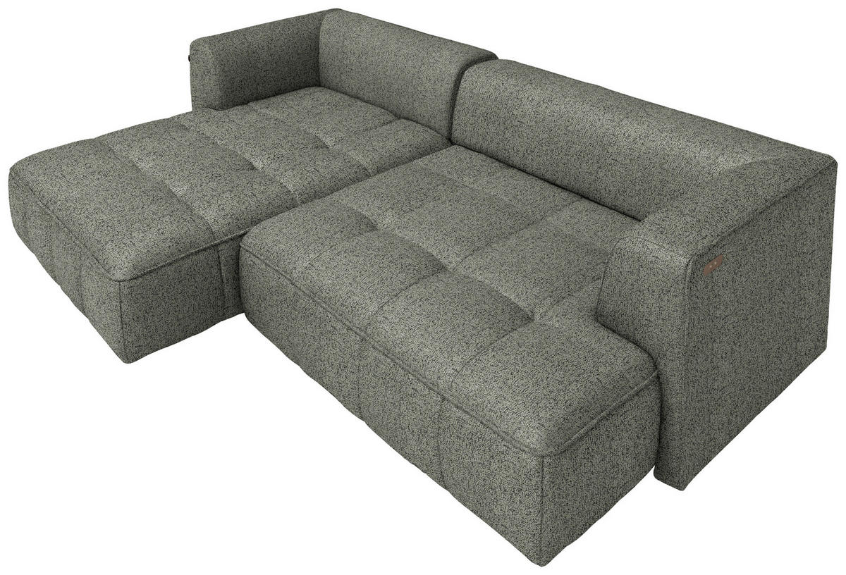 ECKSOFA  in Webstoff Graubraun Zierkissen, Rückenkissen  288/188 cm  - Graubraun/Schwarz, Design, Kunststoff/Textil (288/188cm) - Welnova