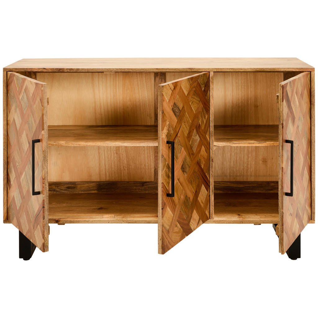 Thumbnail - Livetastic Sideboard Moroni, Natur, Metall, Mangoholz, massiv, geometrisch, 2 Fächer, 130x80x40 cm, handgemacht, Holzmöb...