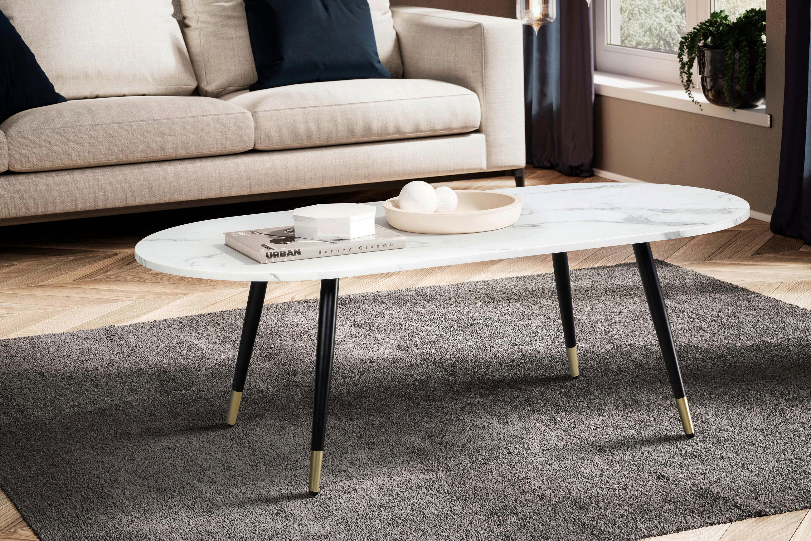 SOFFBORD i trämaterial 120/60/41,5 cm  - vit/svart, Design, metall/trämaterial (120/60/41,5cm) - MID.YOU