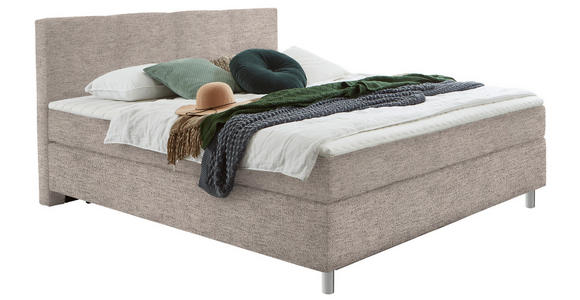 BOXSPRINGBETT 100/200 cm  in Beige  - Chromfarben/Beige, KONVENTIONELL, Kunststoff/Textil (100/200cm) - Hom`in