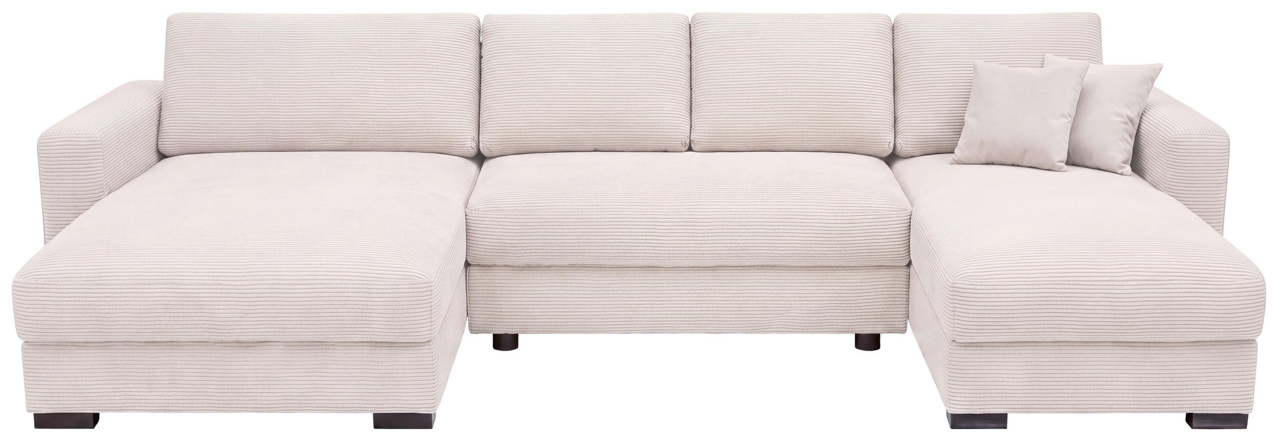 WOHNLANDSCHAFT CHARLES in Cord Creme  - Creme/Schwarz, Design, Holz/Textil (184/354/184cm) - Stylife