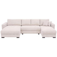 WOHNLANDSCHAFT CHARLES in Cord Creme  - Creme/Schwarz, Design, Holz/Textil (184/354/184cm) - Stylife