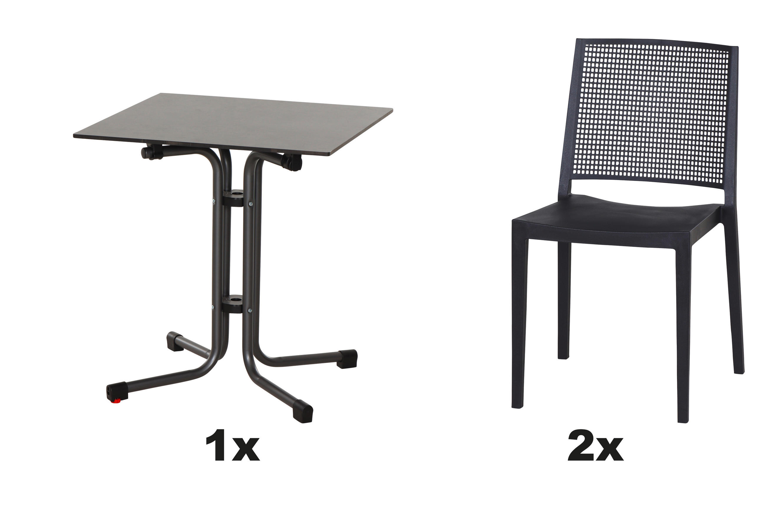 GARTENGARNITUR 3-teilig  - Anthrazit, Basics, Holzwerkstoff/Kunststoff (65/80/65cm) - Siena Garden