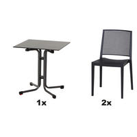 GARTENGARNITUR 3-teilig  - Anthrazit, Basics, Holzwerkstoff/Kunststoff (65/80/65cm) - Siena Garden