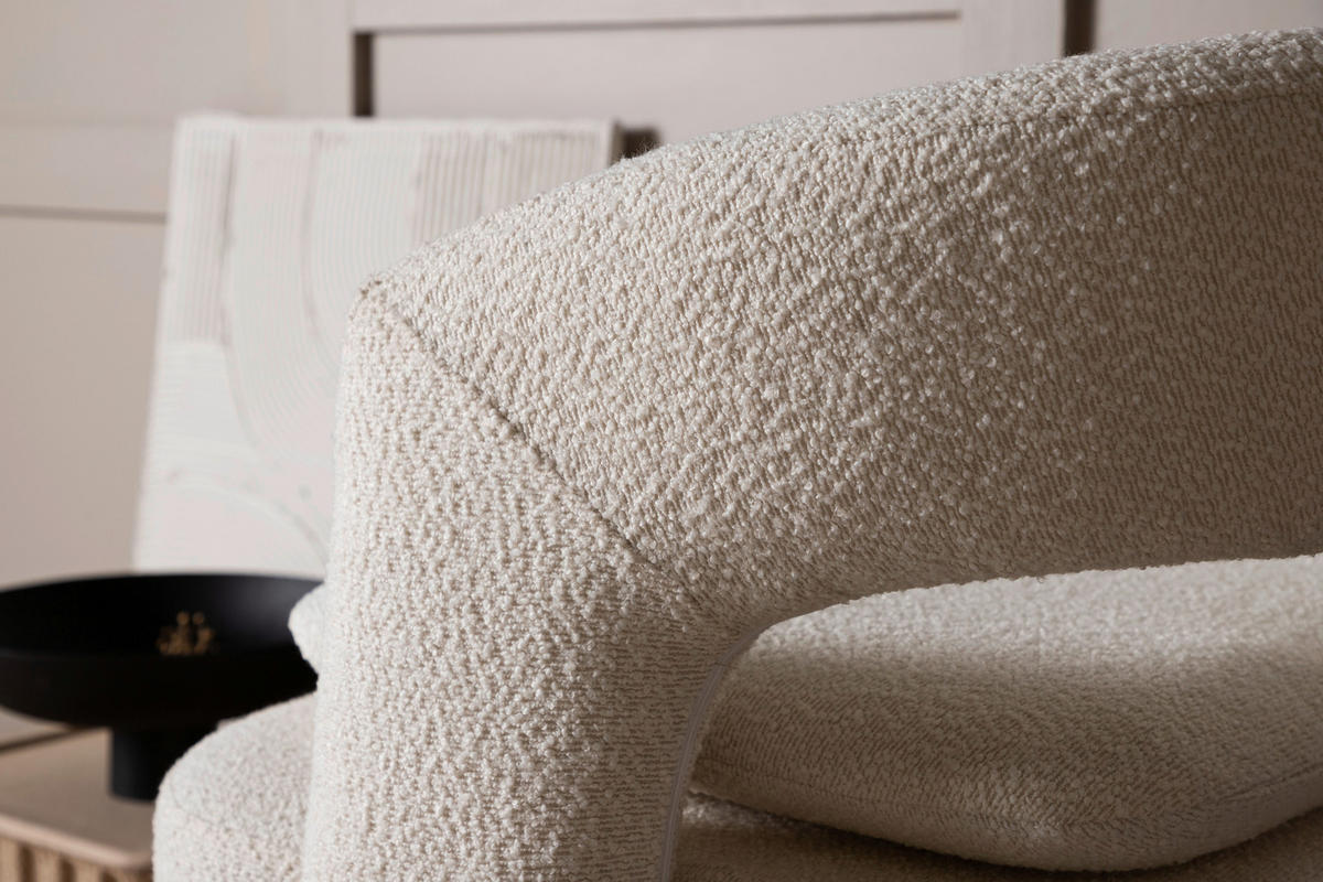 SESSEL in Bouclé Weiß  - Weiß, Design, Textil/Metall (69/75/72cm) - Livetastic