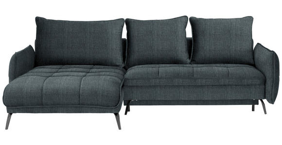 ECKSOFA in Flachgewebe Blau, Grün  - Blau/Schwarz, Design, Textil/Metall (180/273cm) - Hom`in