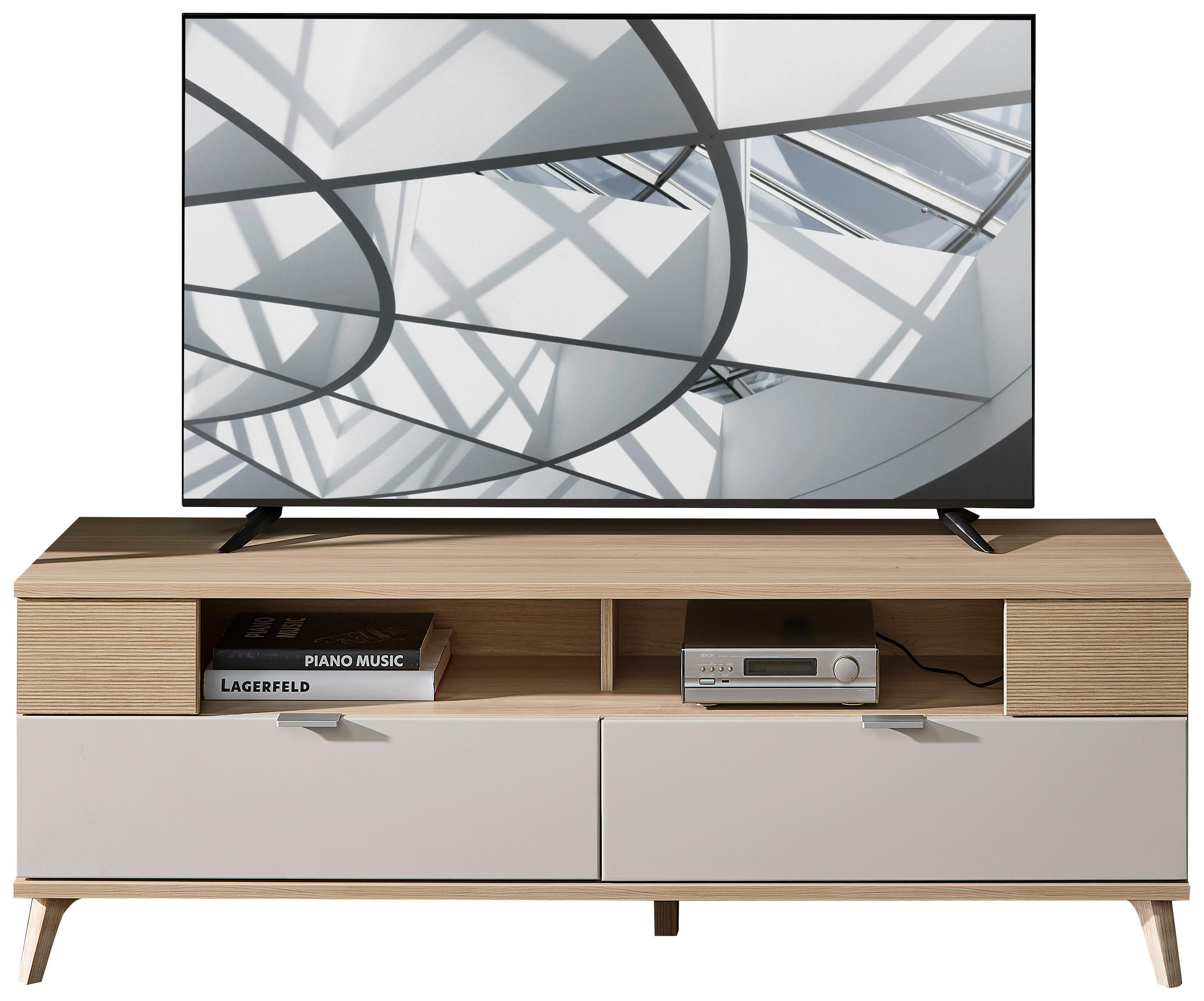 KOMODA POD TELEVIZI, barvy dubu, kašmírová, 160/56/44 cm - barvy dubu/kašmírová, Basics, kov/kompozitní dřevo (160/56/44cm) - Stylife