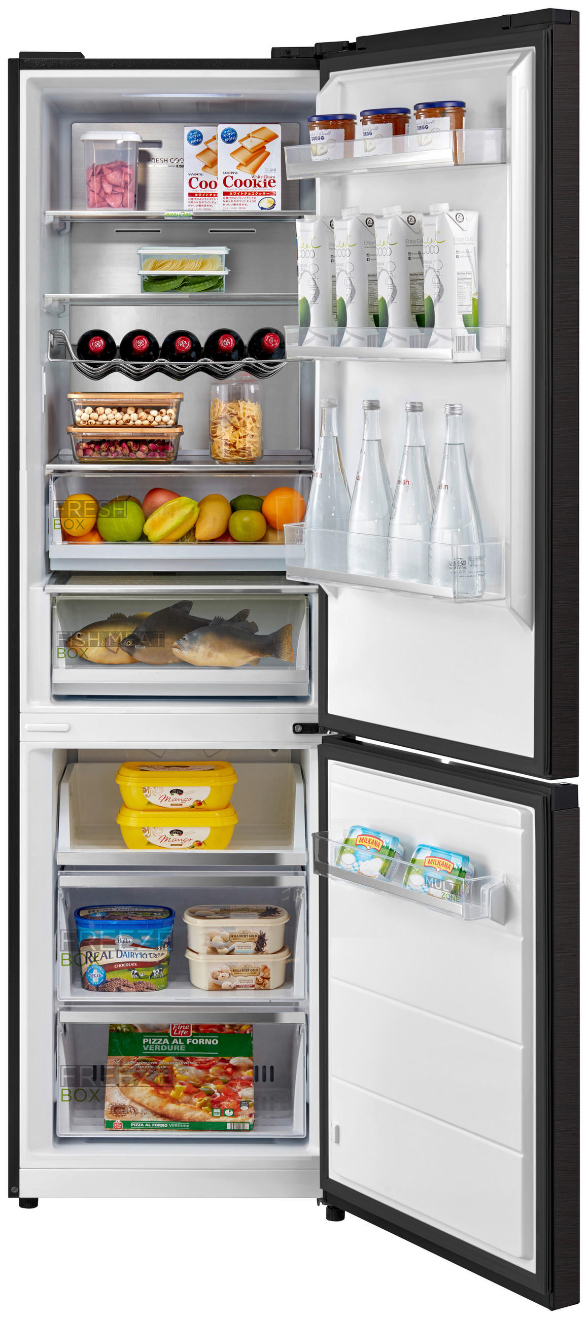 KÜHL-GEFRIER-KOMBINATION 59,5/201/70 cm MDRB521MGA28O  - Schwarz, Basics, Kunststoff/Metall (59,5/201/70cm) - Midea