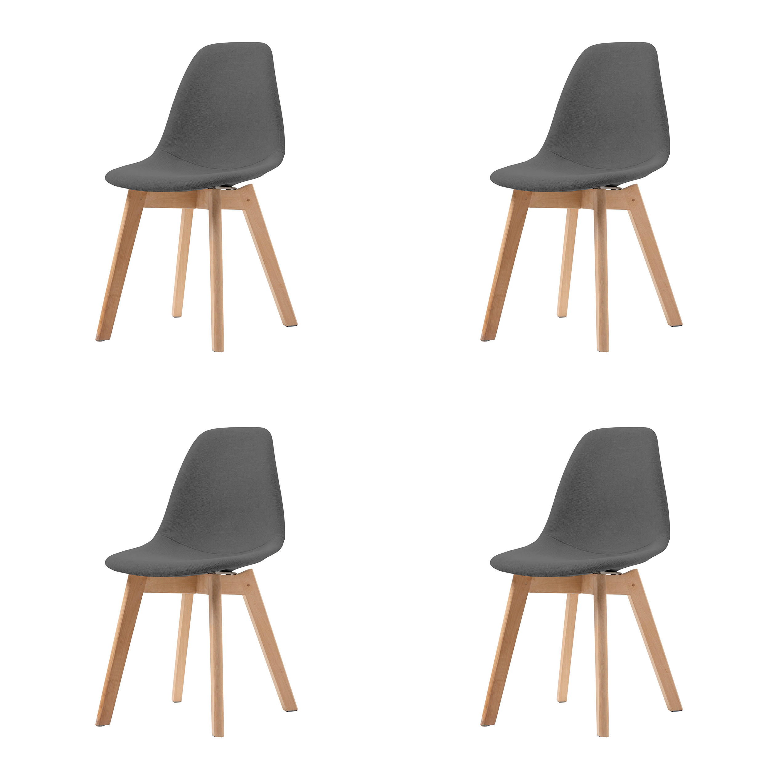 STUHL-SET 4 Stück stapelbar, UV-beständig   - Dunkelgrau, MODERN, Holz/Metall (47/83/53cm) - MID.YOU