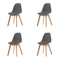 STUHL-SET 4 Stück stapelbar, UV-beständig   - Dunkelgrau, MODERN, Holz/Metall (47/83/53cm) - MID.YOU