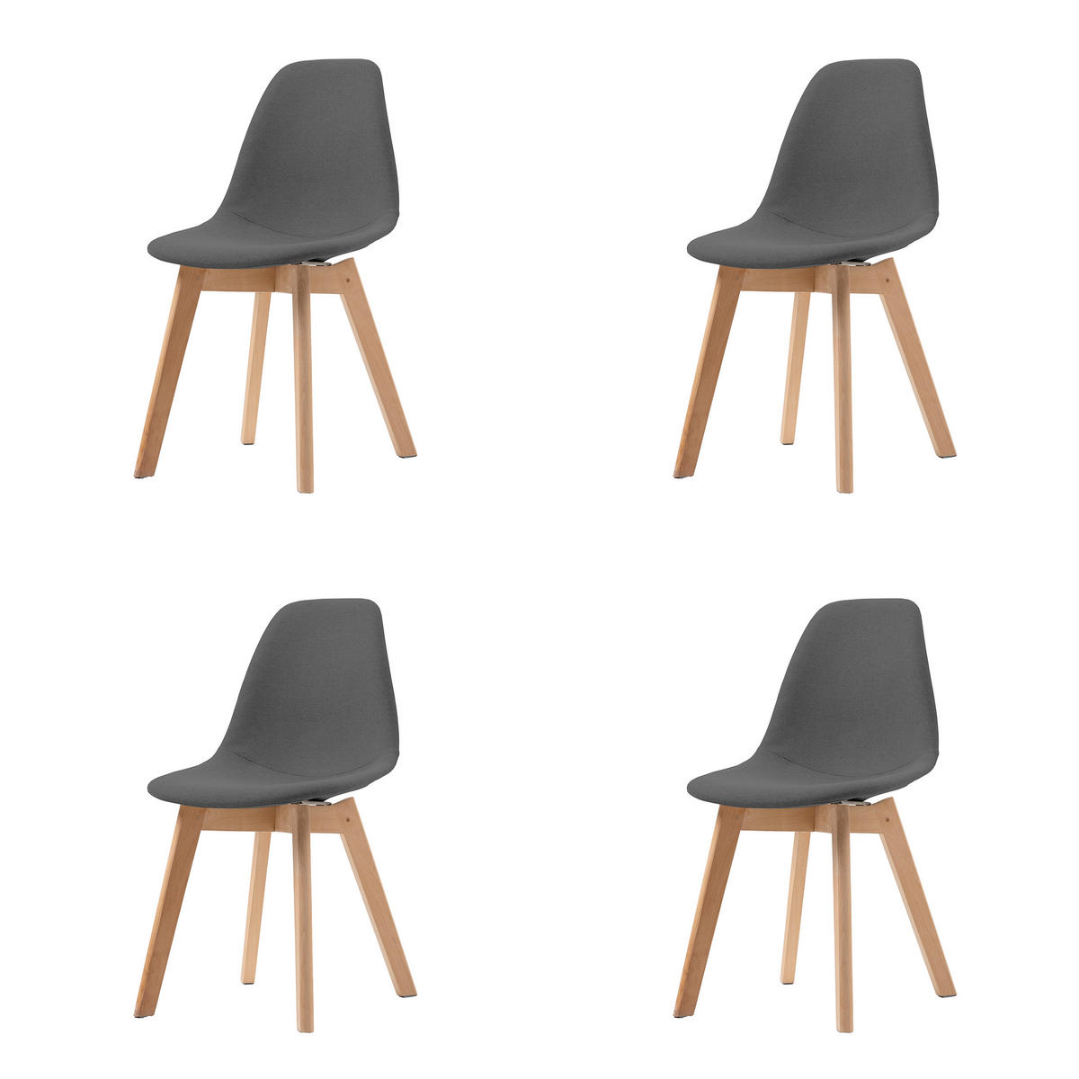 STUHL-SET 4 Stück stapelbar, UV-beständig   - Dunkelgrau, MODERN, Holz/Metall (47/83/53cm) - MID.YOU