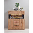 HIGHBOARD 122/144/42 cm  - Wildeiche/Schwarz, KONVENTIONELL, Glas/Holz (122/144/42cm) - Linea Natura