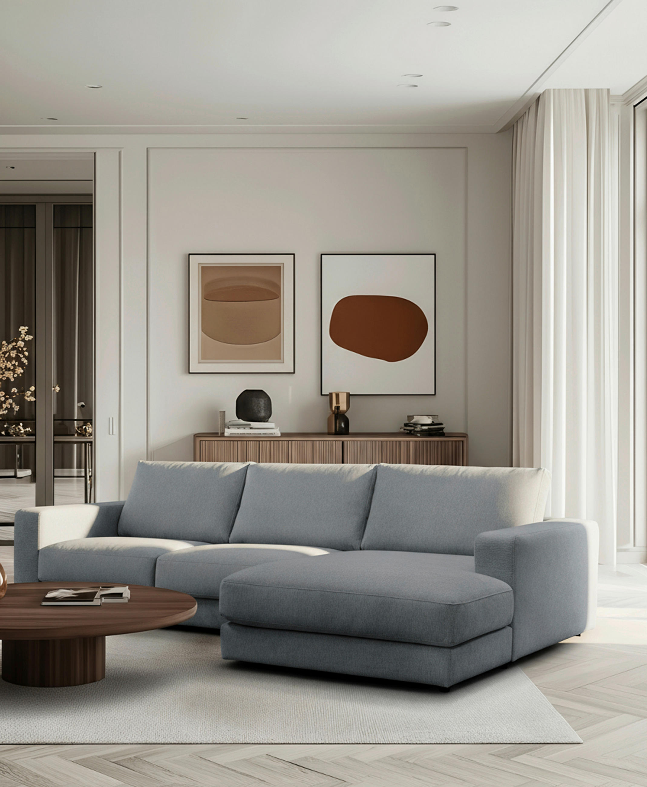 ECKSOFA VIGO Graugrün  - Schwarz/Graugrün, Design, Textil (303/172cm) - MID.YOU