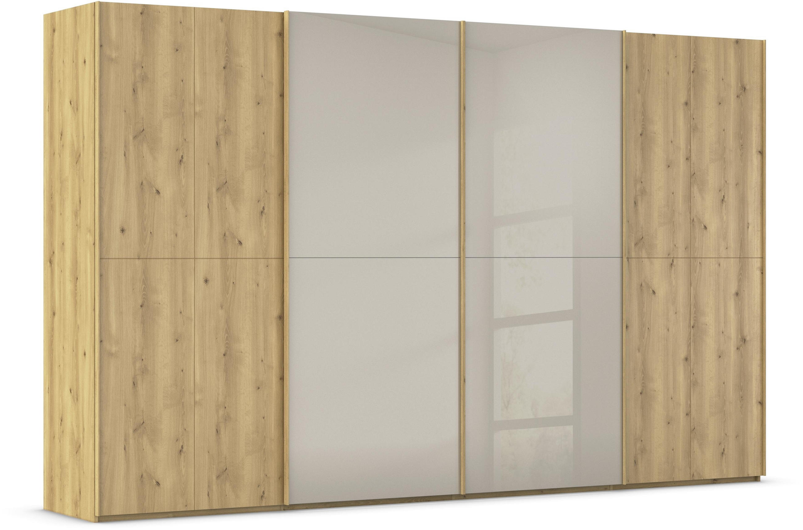 SCHWEBETÜRENSCHRANK 360/223/68 cm 4-türig Eichefarben, Fango  - Fango/Eichefarben, Design, Glas/Holz (360/223/68cm) - Novel