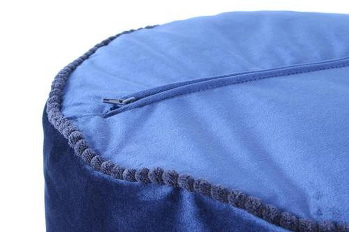POUF Samt 45/38/45 cm  - Blau/Goldfarben, LIFESTYLE, Textil (45/38/45cm) - Kayoom