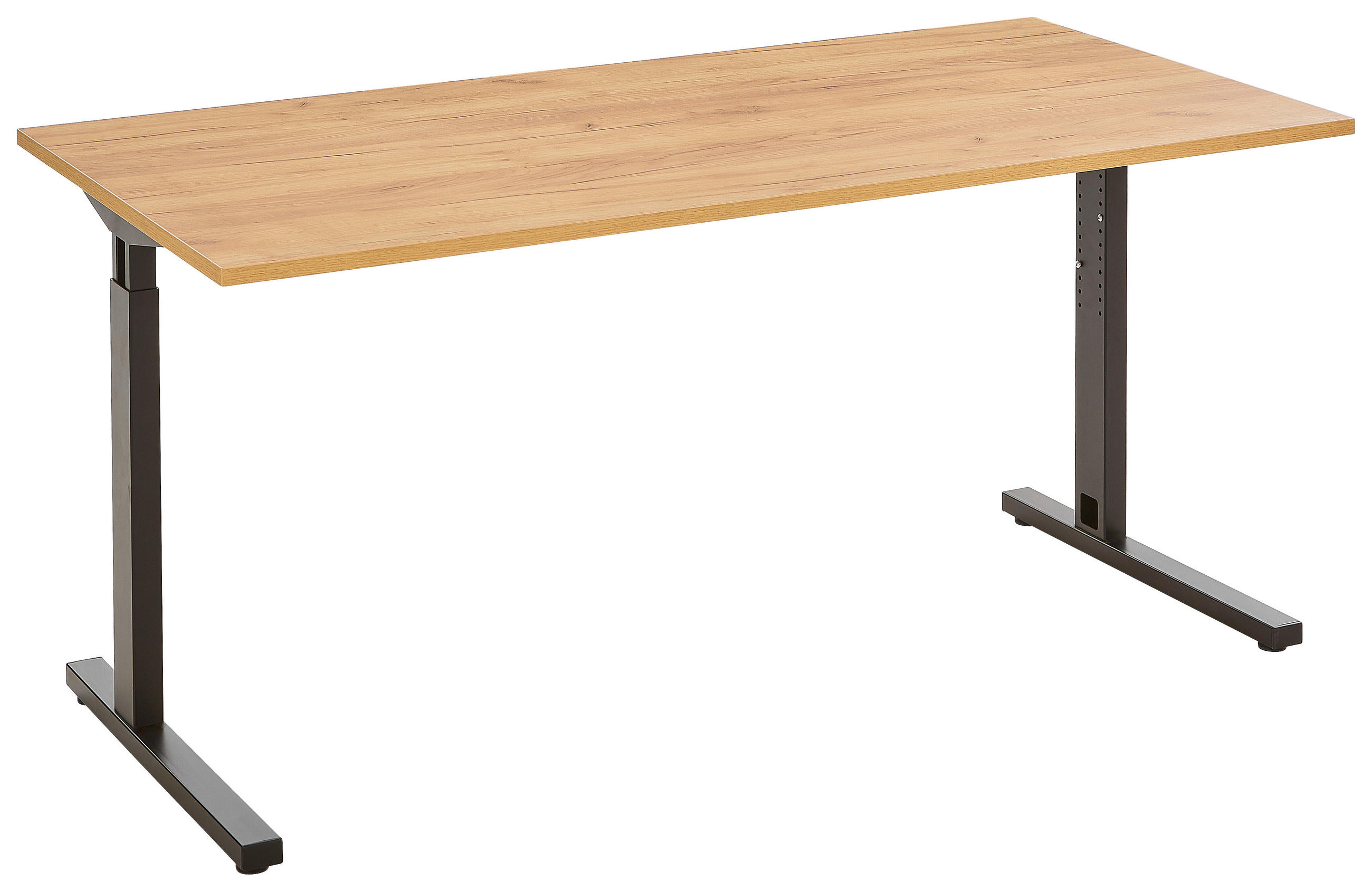 SCHREIBTISCH höhenverstellbar  - Eichefarben/Schwarz, MODERN, Holzwerkstoff/Metall (160/80/70-80cm) - Novel