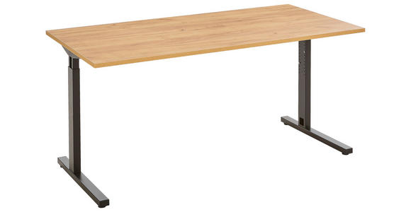 SCHREIBTISCH höhenverstellbar  - Eichefarben/Schwarz, MODERN, Holzwerkstoff/Metall (160/80/70-80cm) - Novel