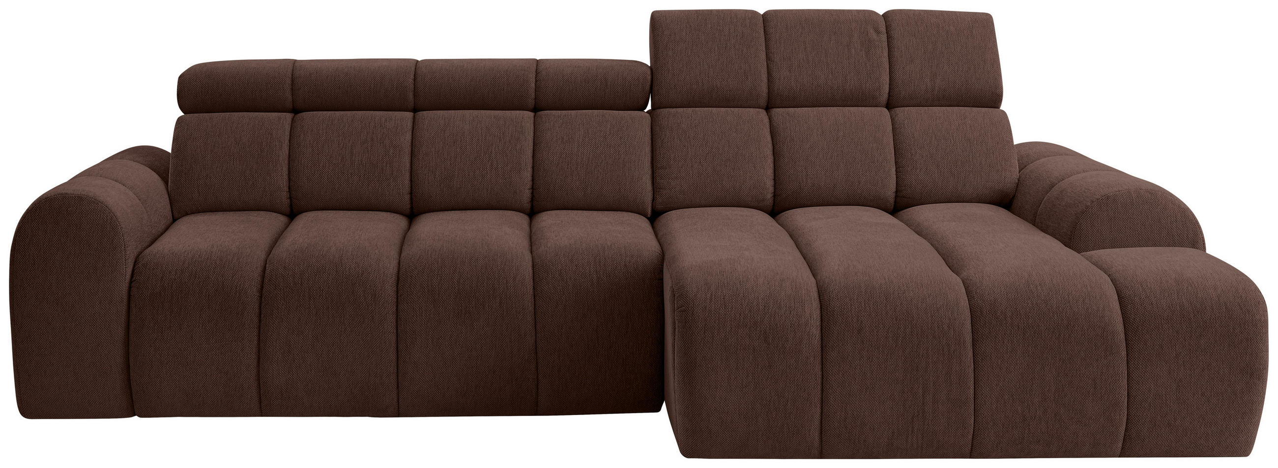 ECKSOFA Dunkelbraun Chenille Bettkasten, Rücken echt, Kopfteilverstellung, Sitzvorzug  - Dunkelbraun/Schwarz, Design, Kunststoff/Textil (290/152cm) - Stylife
