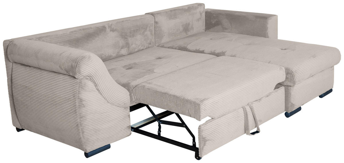 ECKSOFA in Cord Beige  - Beige/Schwarz, KONVENTIONELL, Textil/Metall (258/168cm) - Carryhome