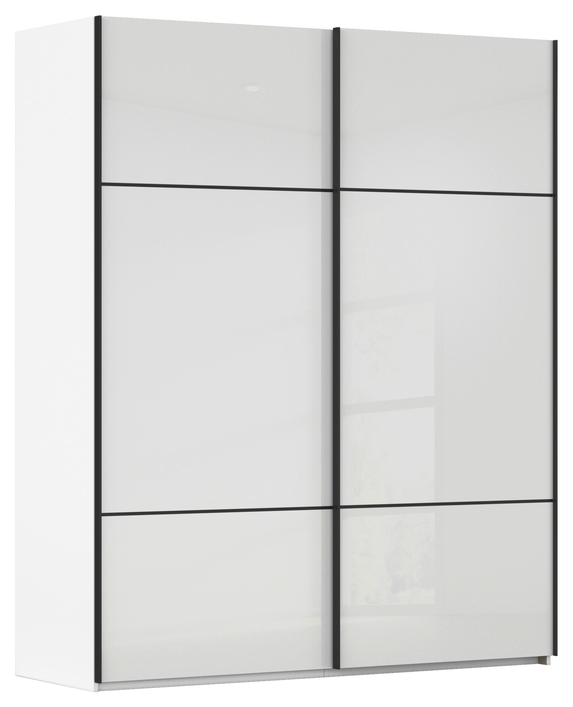 SCHWEBETÜRENSCHRANK 162/223/68 cm,  in Weiß, 2 Tür(en)  - Schwarz/Weiß, KONVENTIONELL, Glas/Holzwerkstoff (162/223/68cm) - Novel