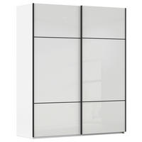SCHWEBETÜRENSCHRANK 162/223/68 cm,  in Weiß, 2 Tür(en)  - Schwarz/Weiß, KONVENTIONELL, Glas/Holzwerkstoff (162/223/68cm) - Novel