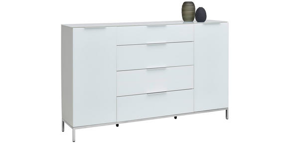 SIDEBOARD in 181/101/40 cm - Chromfarben/Weiß Hochglanz, Basics, Glas/Holzwerkstoff (181/101/40cm) - Voleo