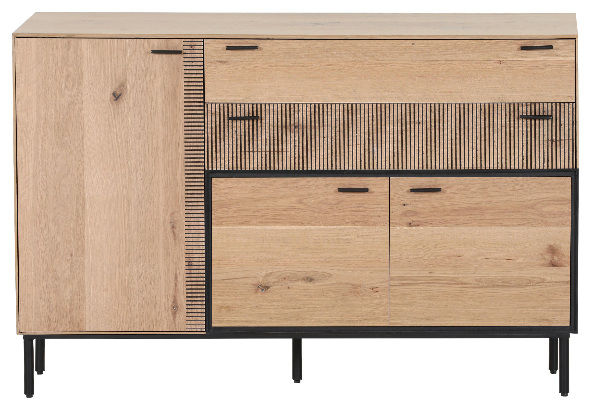 SIDEBOARD  in 140/90/42 cm  - Eichefarben/Schwarz, LIFESTYLE, Holzwerkstoff/Metall (140/90/42cm) - Novel