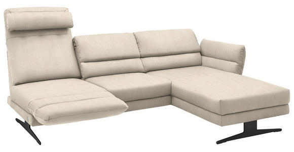 ECKSOFA  in Flachgewebe Magnolie  279-327/176-217 cm  - Magnolie/Schwarz, Design, Textil/Metall (279-327/176-217cm) - Dieter Knoll