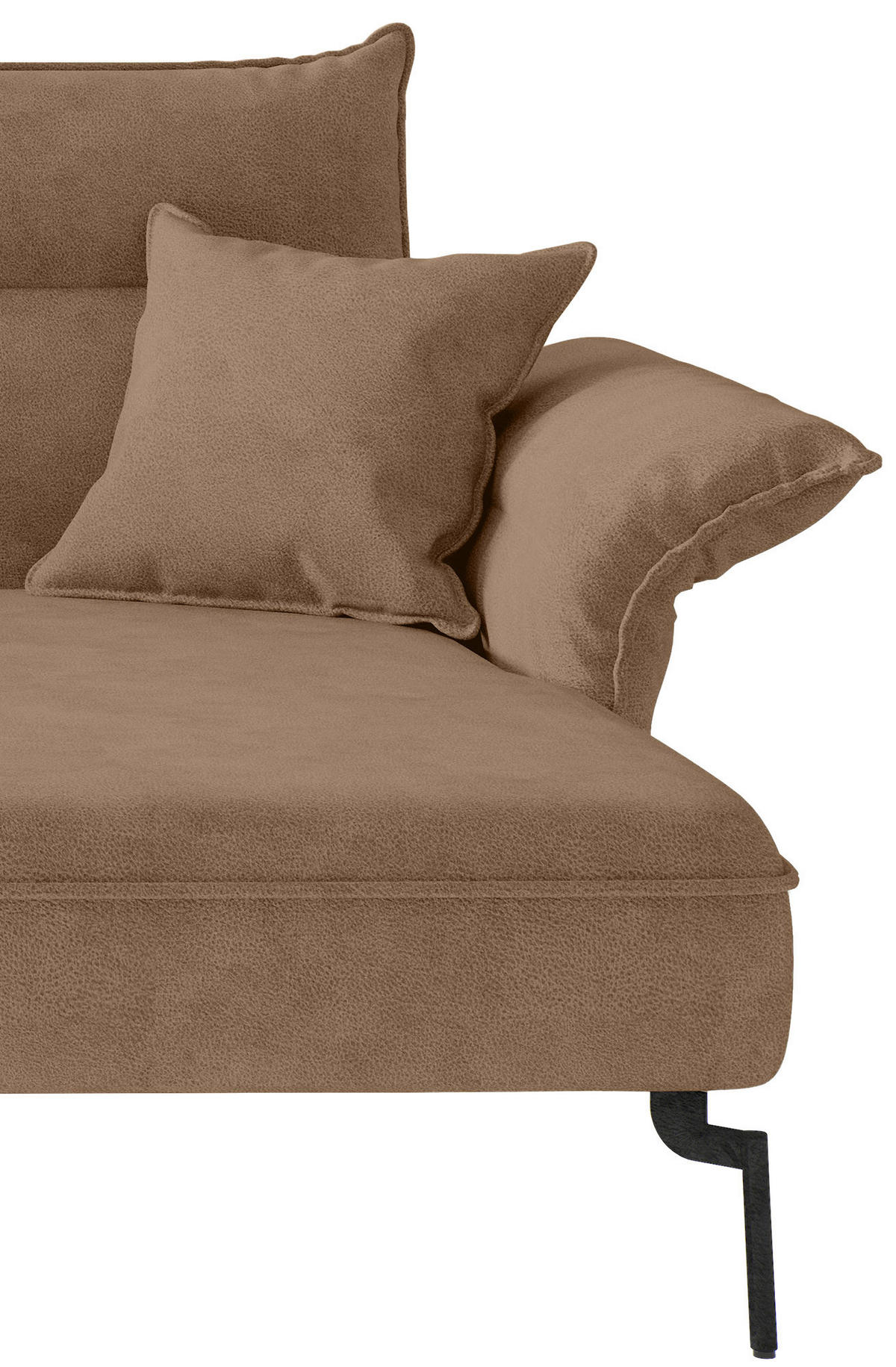 ENSEMBLE DE SALON in Flachgewebe Hellbraun  - Hellbraun/Edelstahlfarben, Design, Textil/Metall (265/185cm) - Livetastic